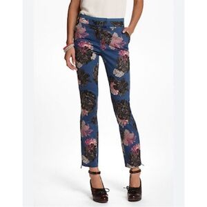 EUC Leifsdottir Anthropologie Blue Floral Pants 8